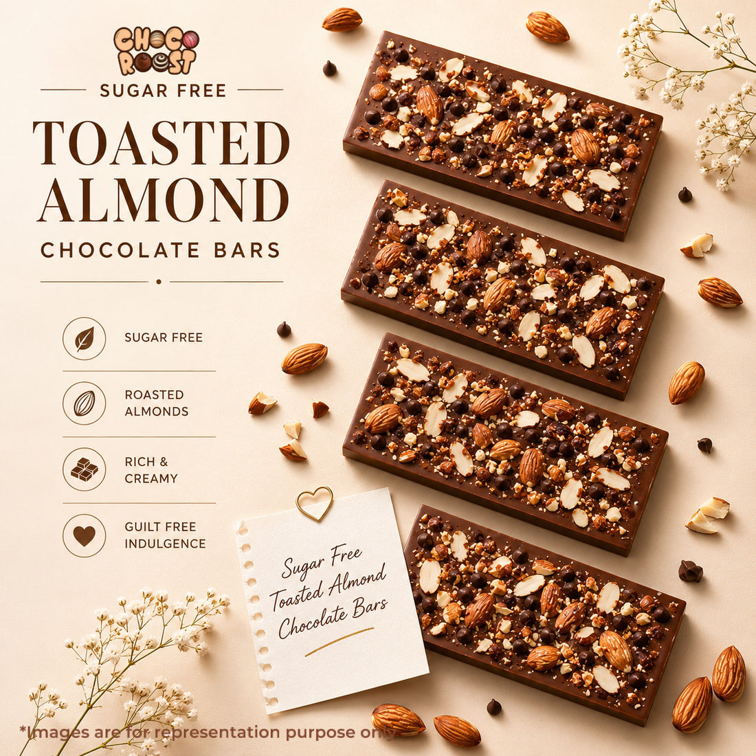 TOASTED ALMOND SUGAR FREE CHOCOLATE BAR