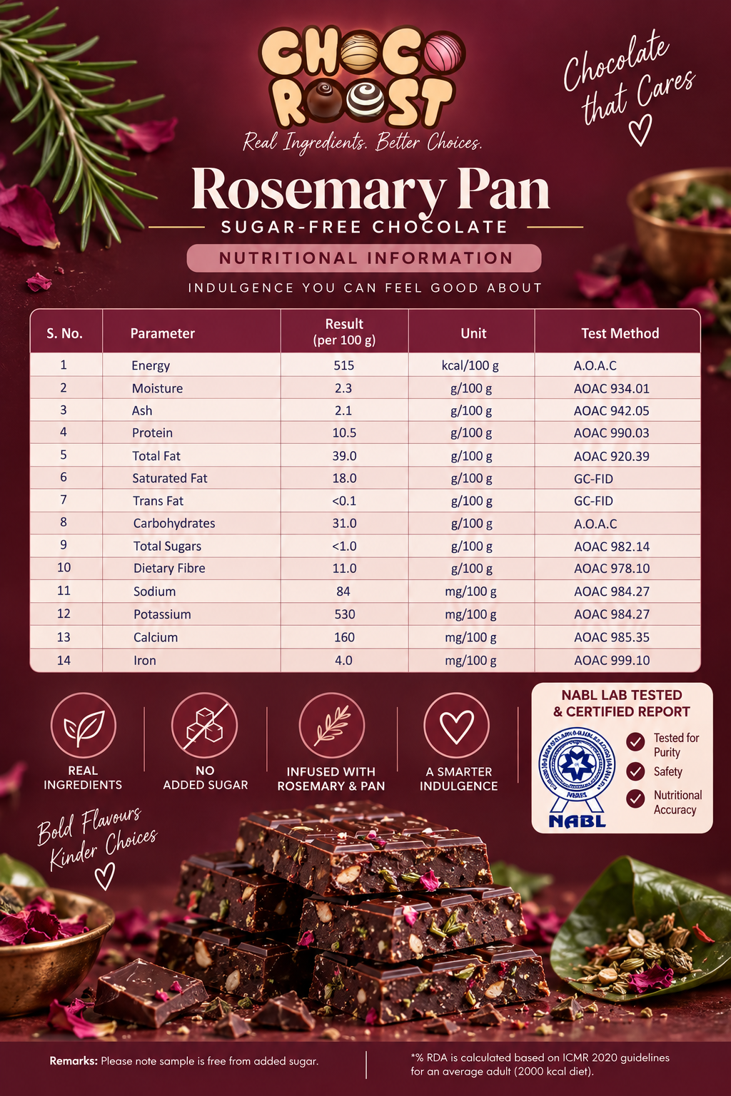 ROSEMARY PAAN SUGAR FREE CHOCOLATE BAR