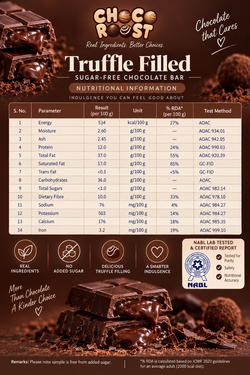 SUGAR FREE TRUFFLE FILLED CHOCOLATE BAR