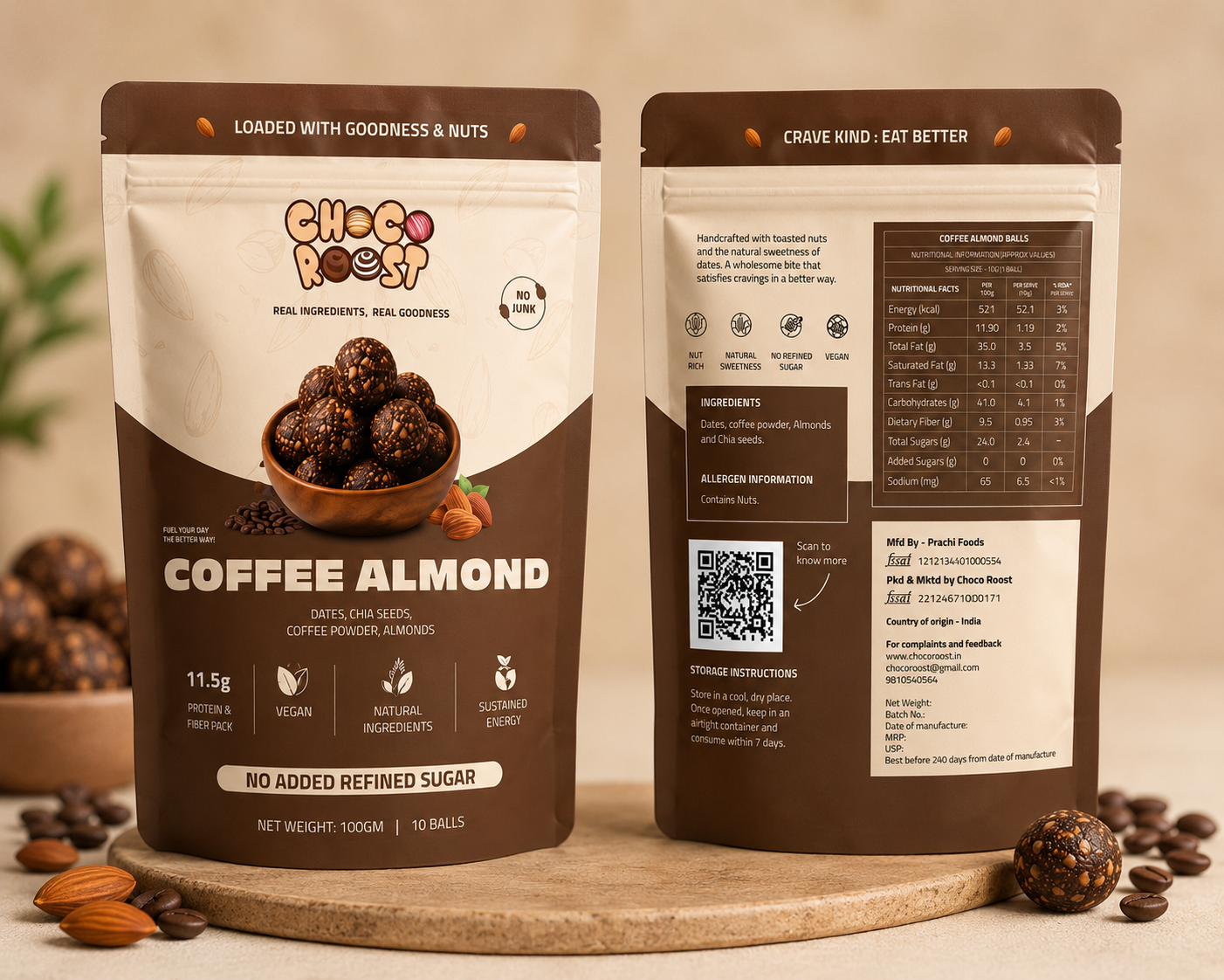 COFFEE ALMOND VEGAN PROTEIN CHOCO BALLS