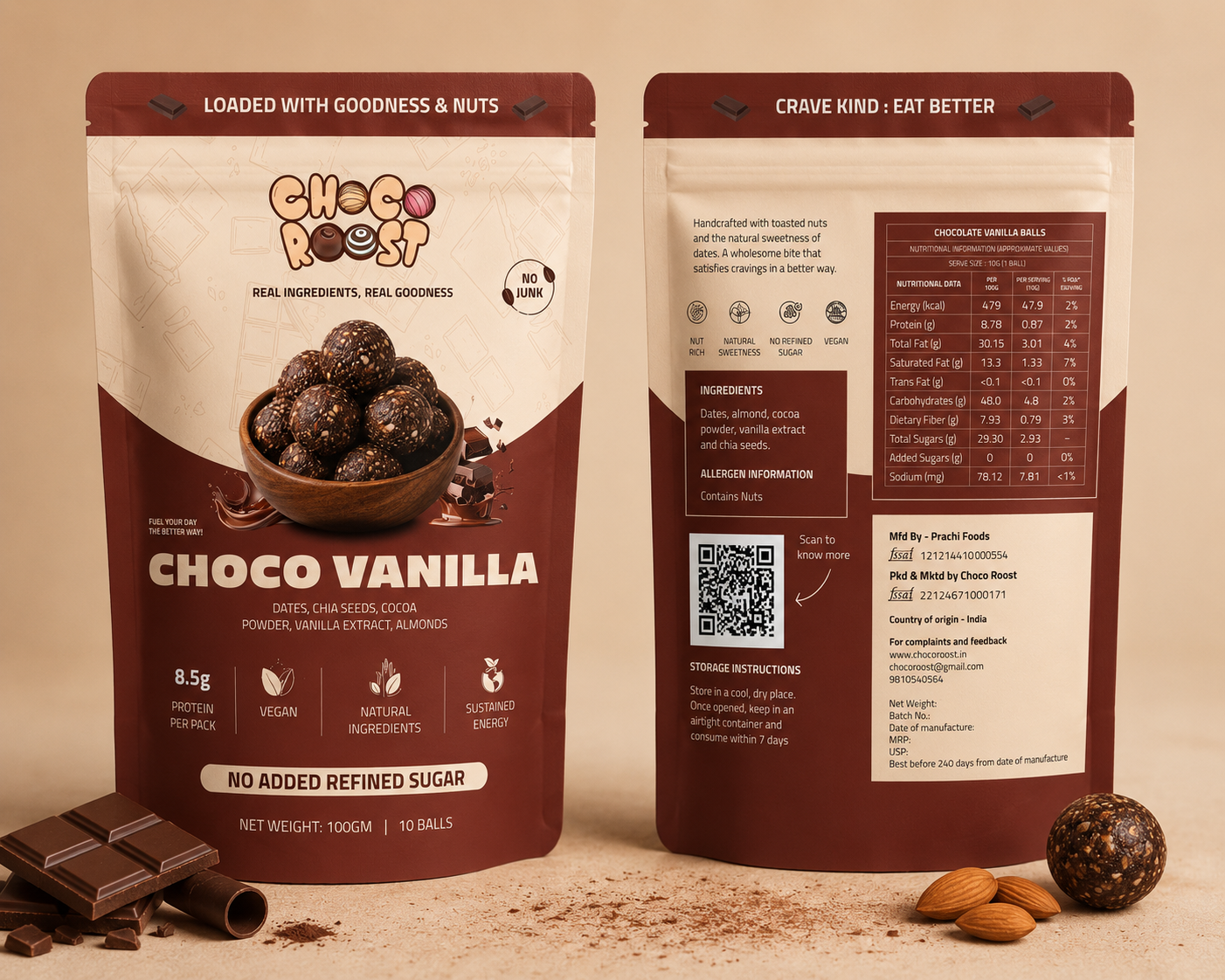 Choco Vanilla Protein Vegan Choco Balls