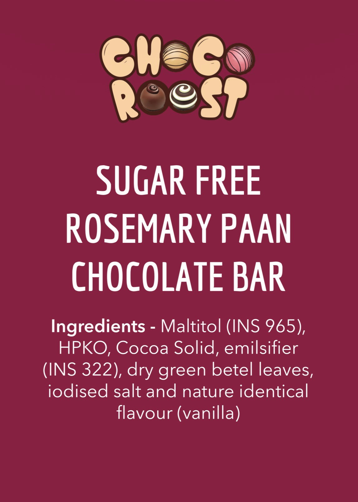 ROSEMARY PAAN SUGAR FREE CHOCOLATE BAR